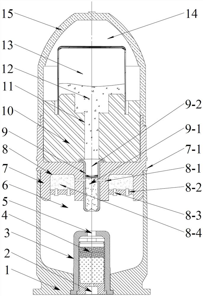 A range-extended detonation bomb with a built-in two-stage high and low pressure system