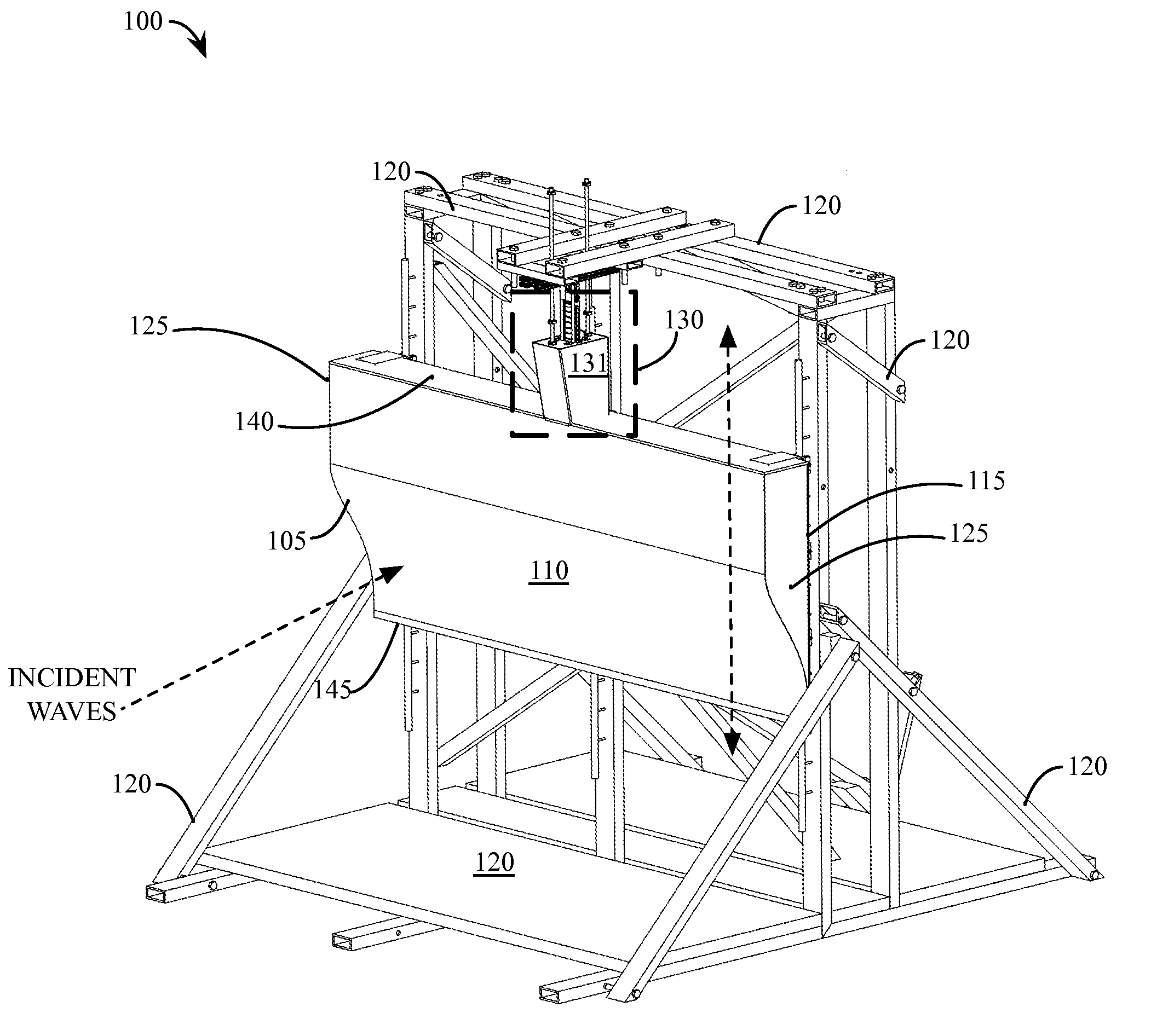 Energy-capturing floating breakwater