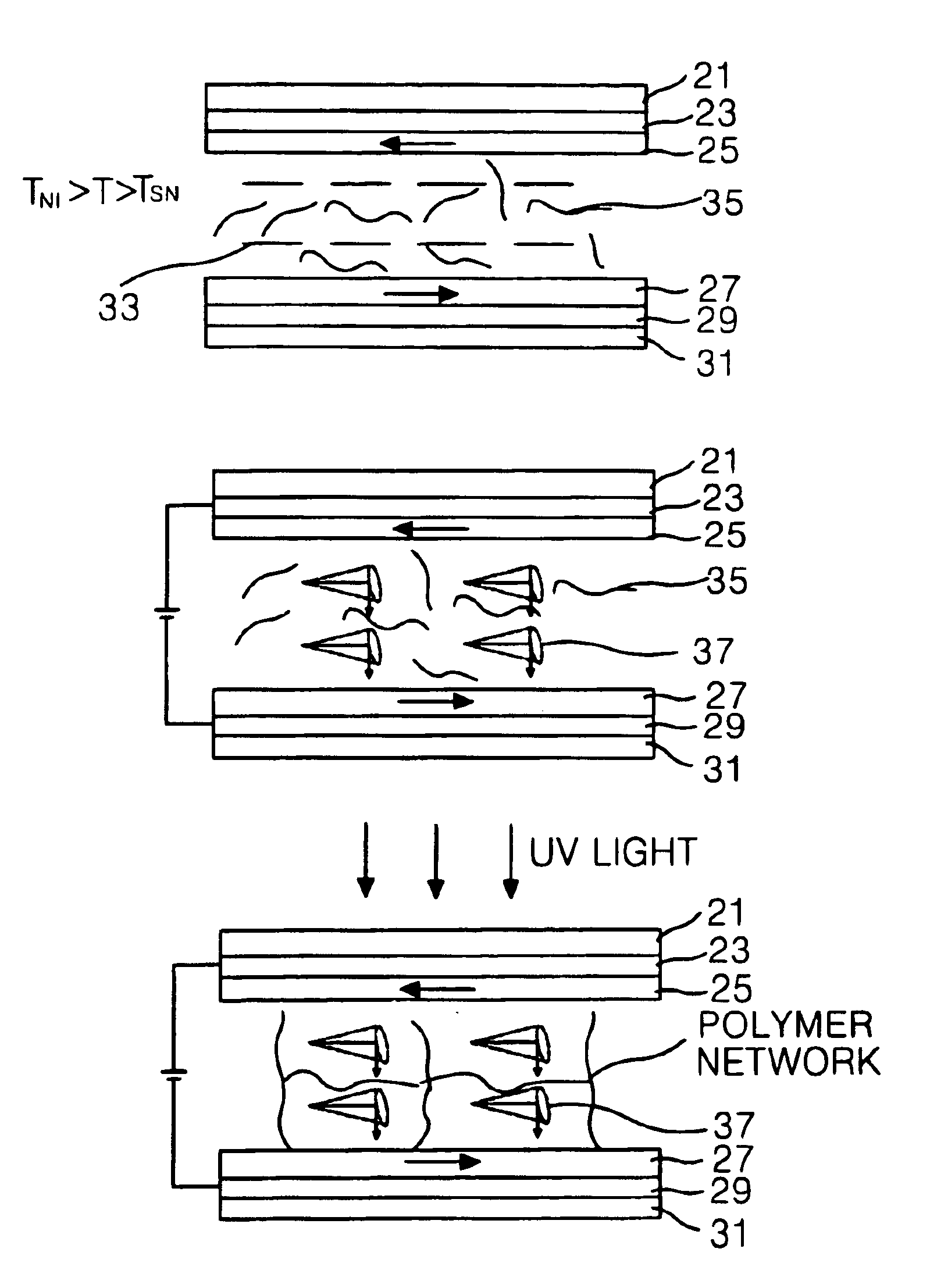 Liquid crystal display with ferroelectric liquid crystal formed in a polymer network and fabricating method thereof