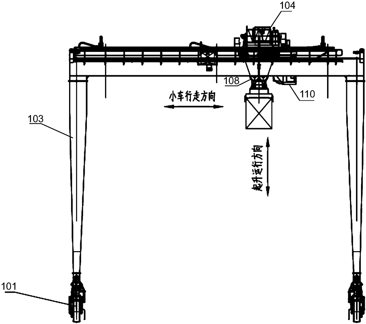 Auxiliary jacking device for tire crane