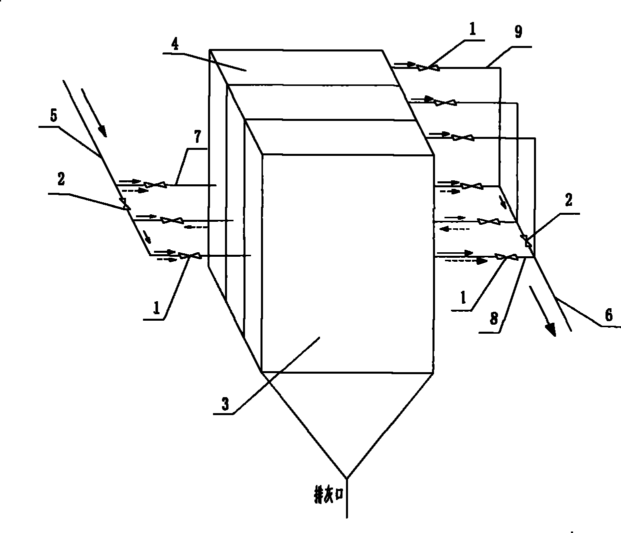 Static hop-pocket mixed dust removal device and control method thereof