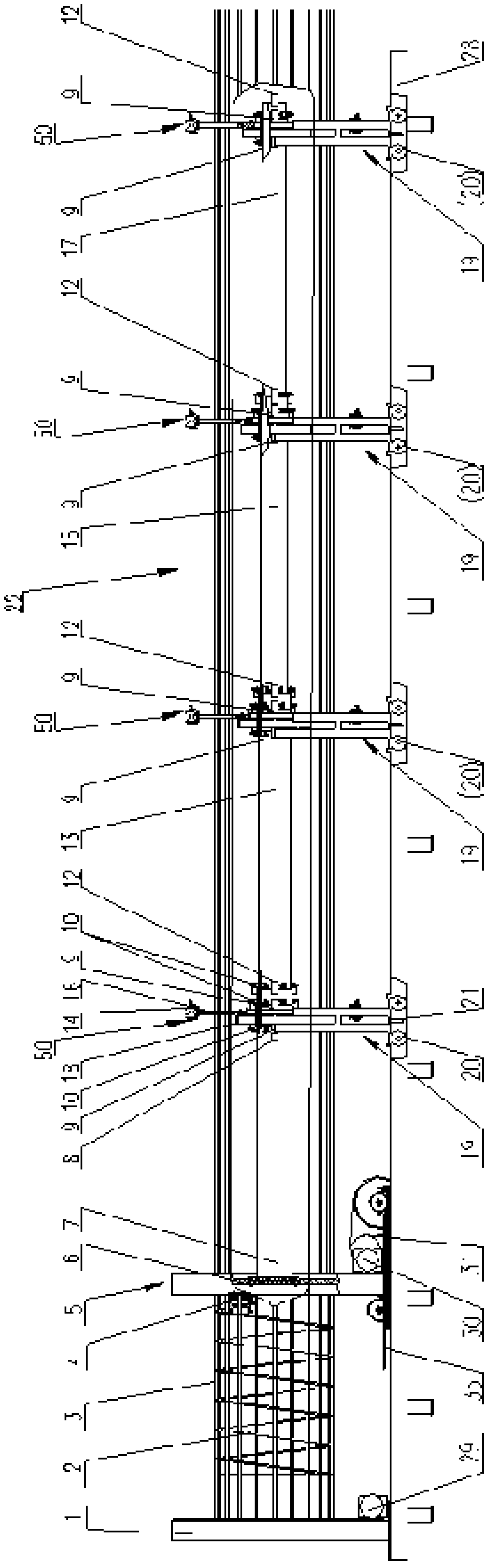 Telescopic bar distribution device for steel bar cage molding machine