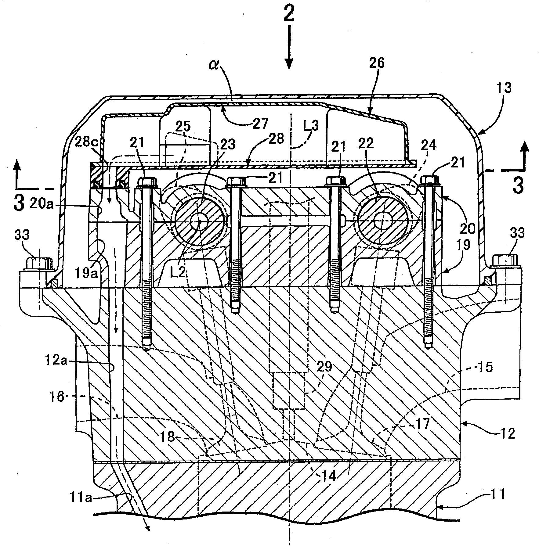 Breather device for engine