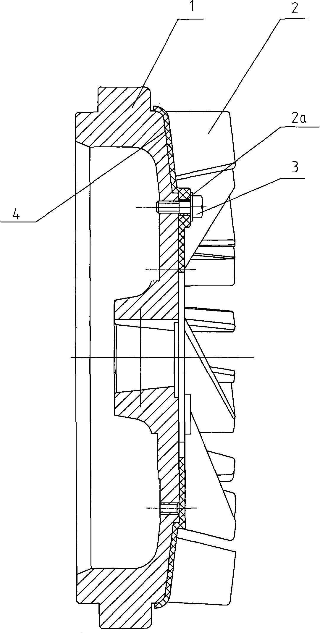 Composite flywheel with plastic blade of engine