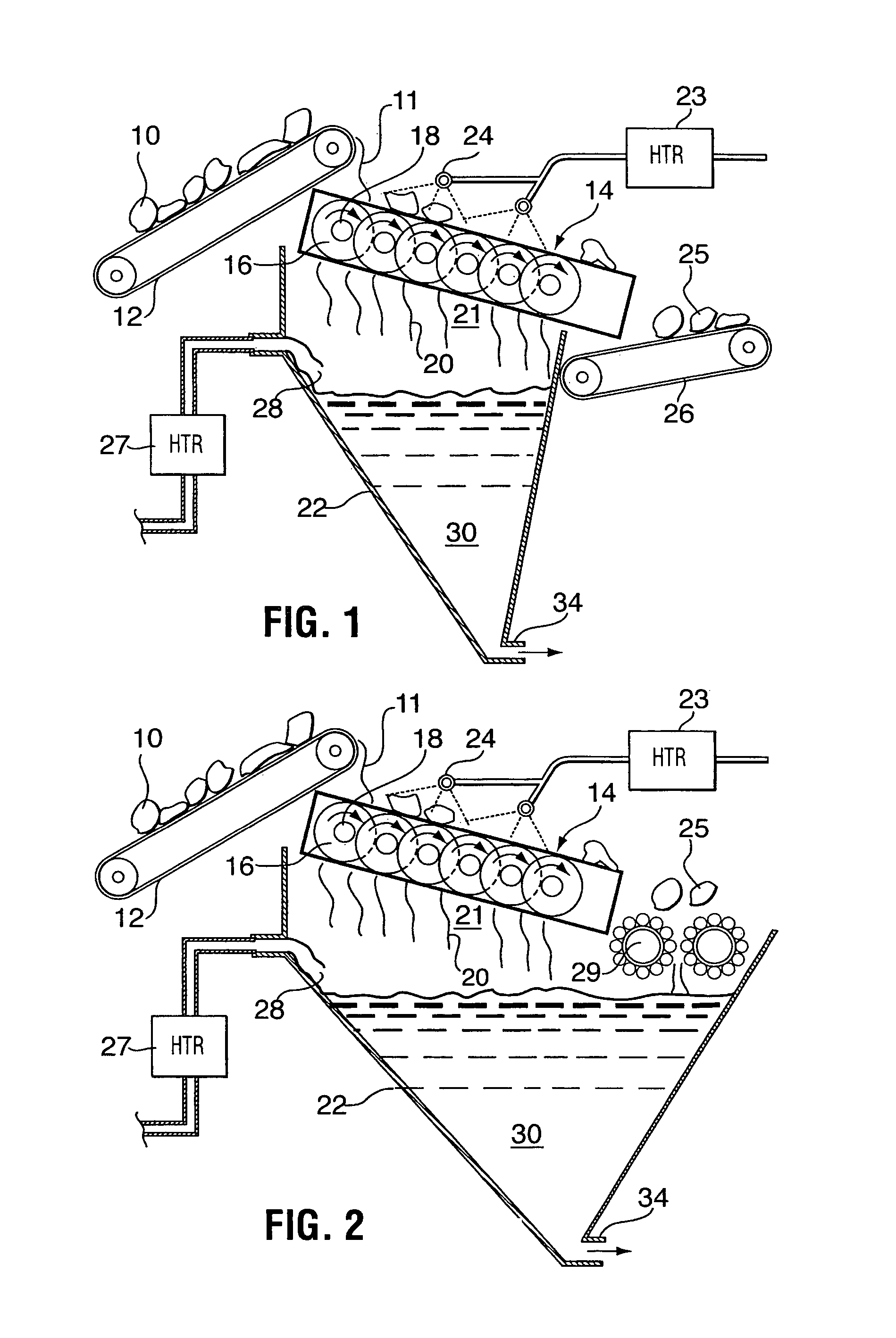 Sizing roller screen ore processing apparatus