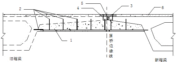 Transversely-widening splicing structure of three-dimensional prestress concrete continuous box girder bridge