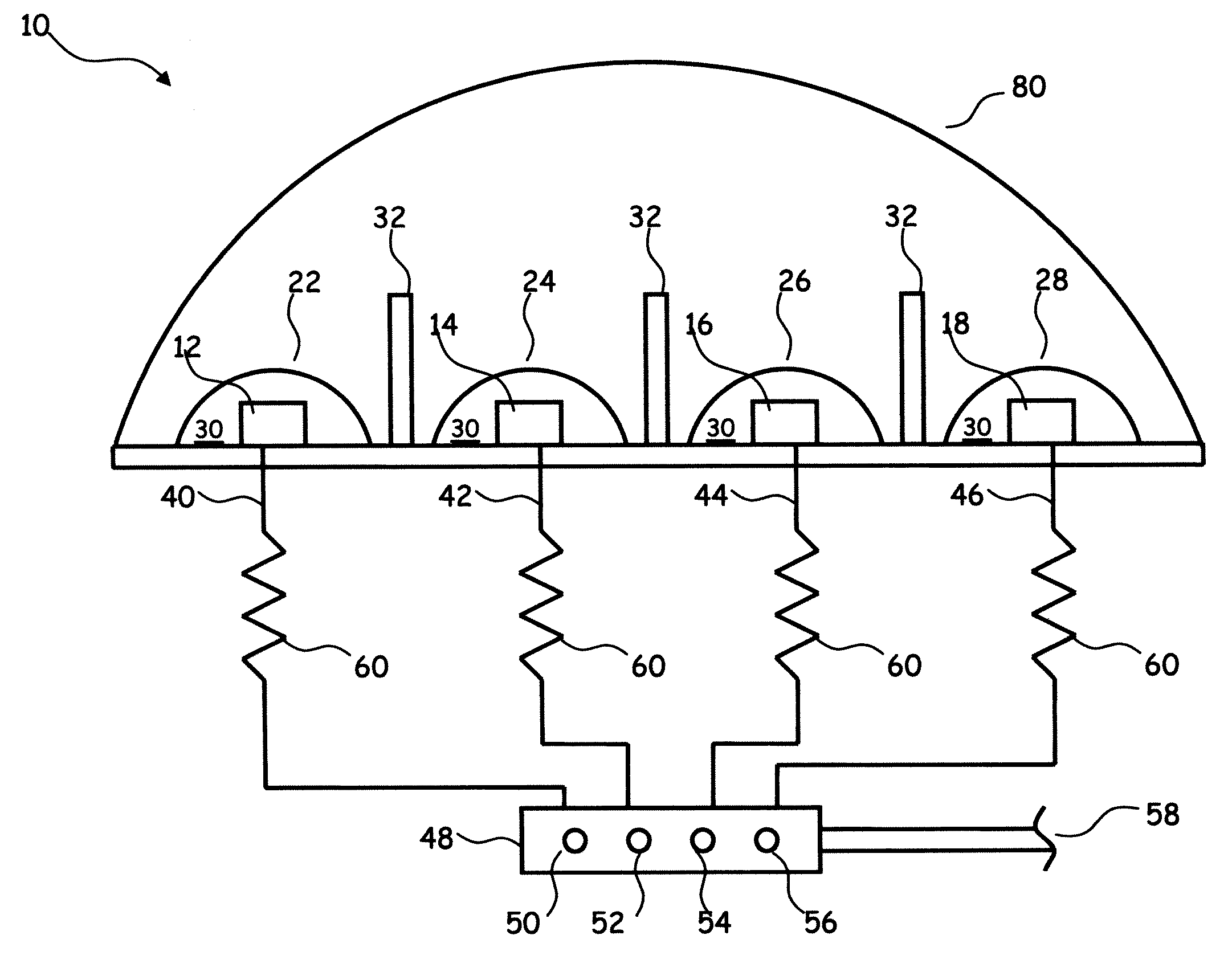 Dynamic color or white light phosphor converted LED illumination system