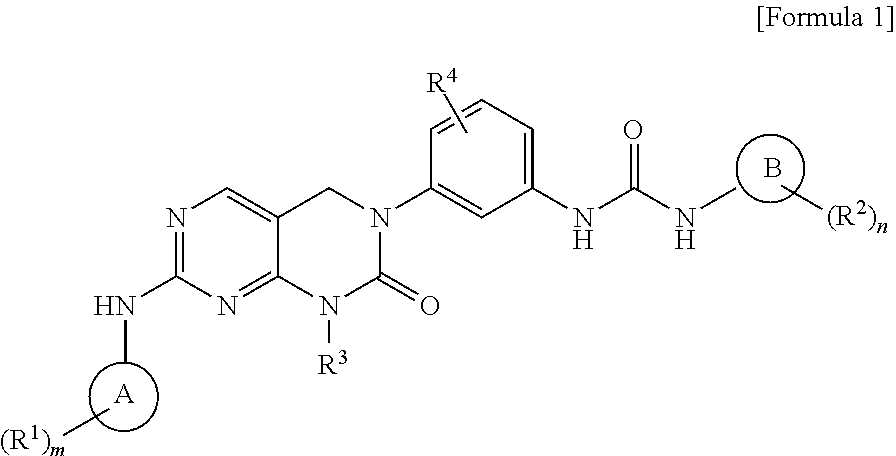 Urea compounds containing 3,4-dihydropyrimido[4,5-d]pyrimidin-2(1H)-one skeleton as protein kinase inhibitors