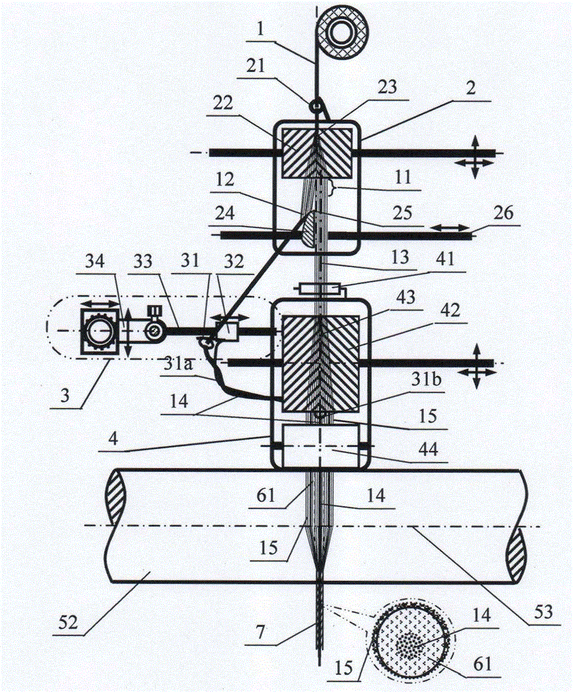 Coaxial tow net composite yarn prepared from tows in different numbers, spinning method and application