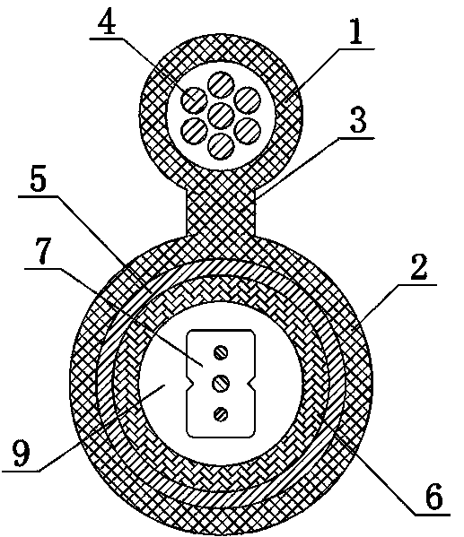 Self-supporting 8-shaped armored butterfly-type introduced optical cable