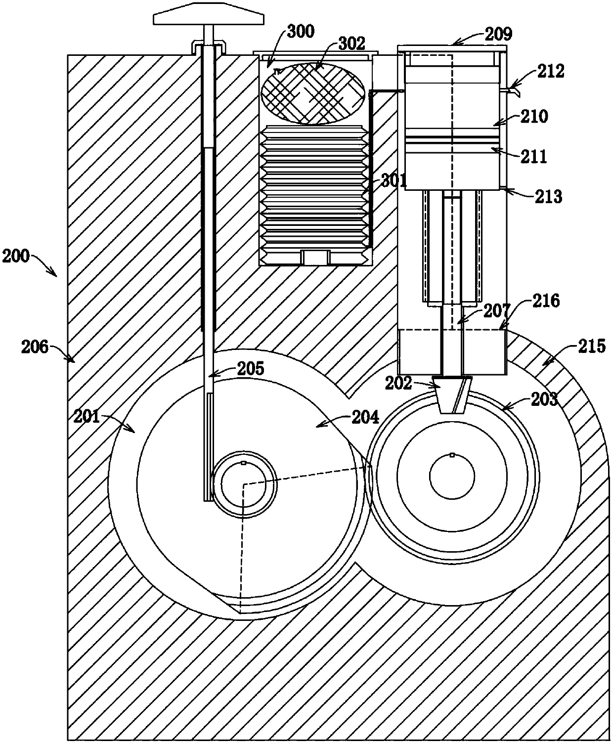 Push type liquid or cream blending and mixing device for experimental use