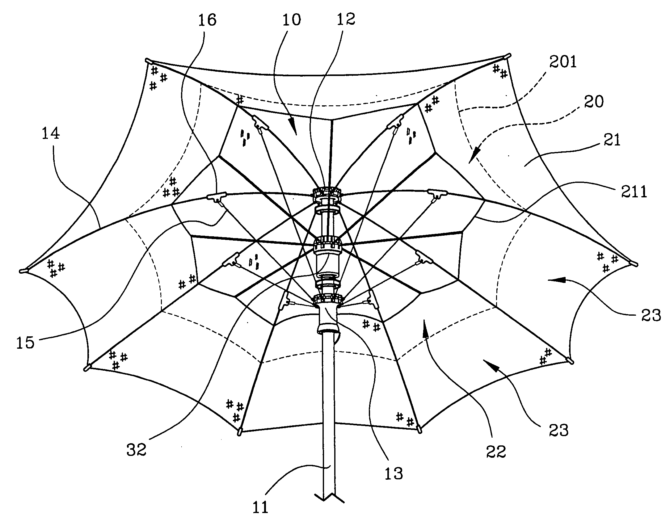 Ventilated umbrella