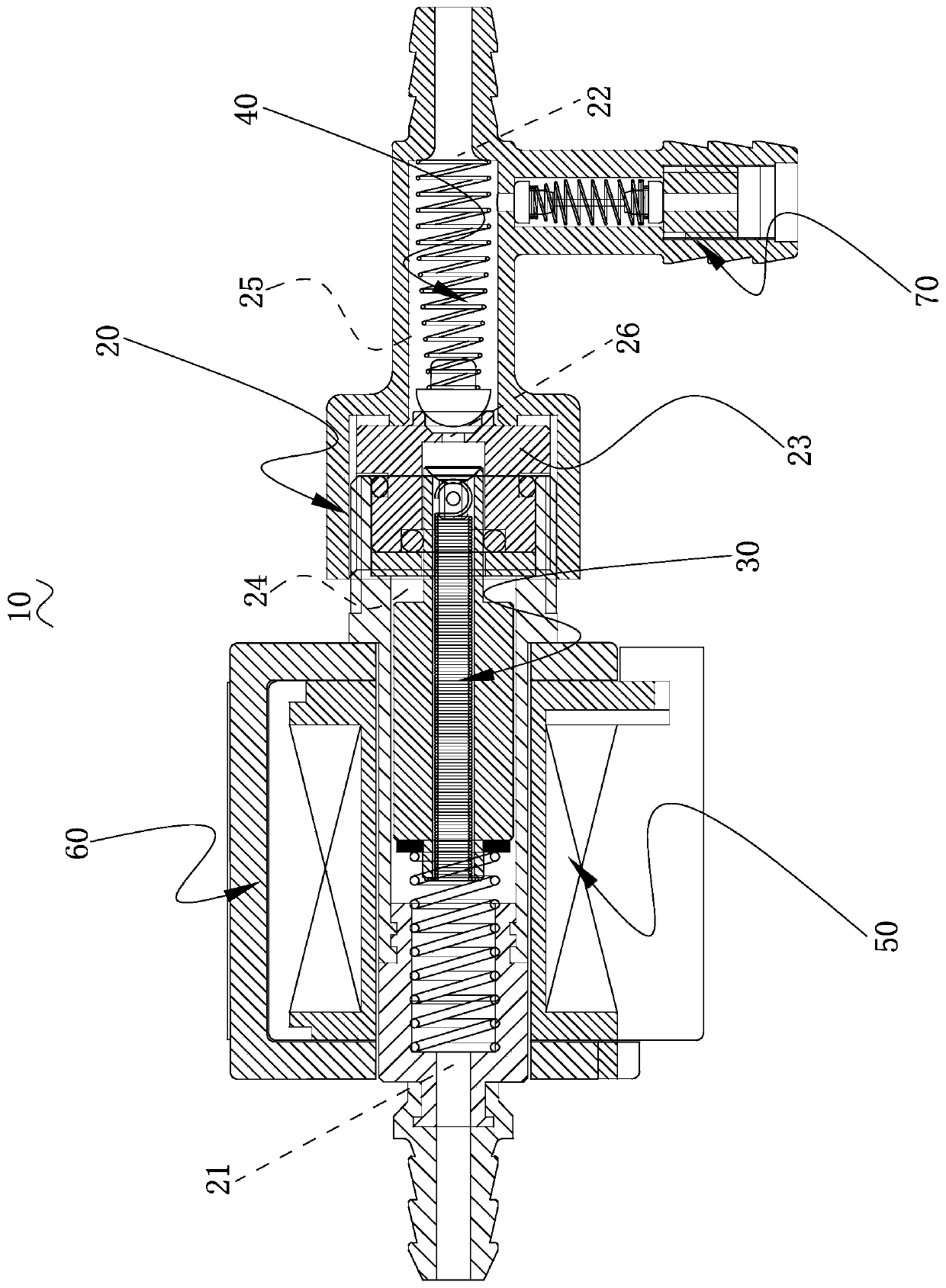 Electromagnetic valve for realizing pressure adjusting through mechanical force transmission