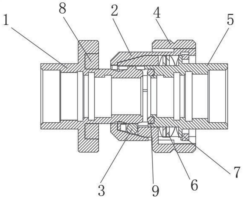 Quick connection structure with magnetic attraction meshing and locking function and connector