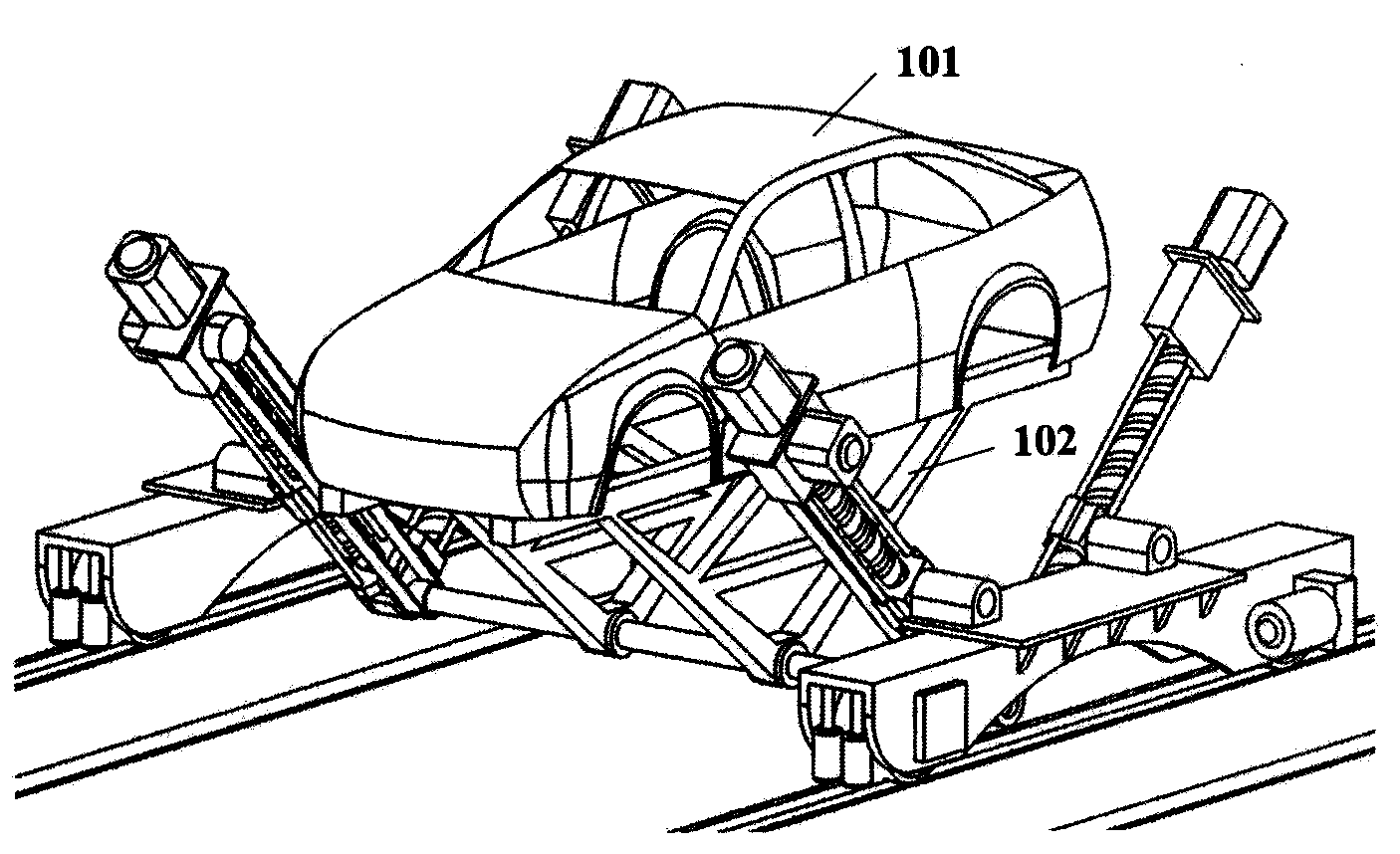 Automobile coating conveyor with multi-rod mechanisms