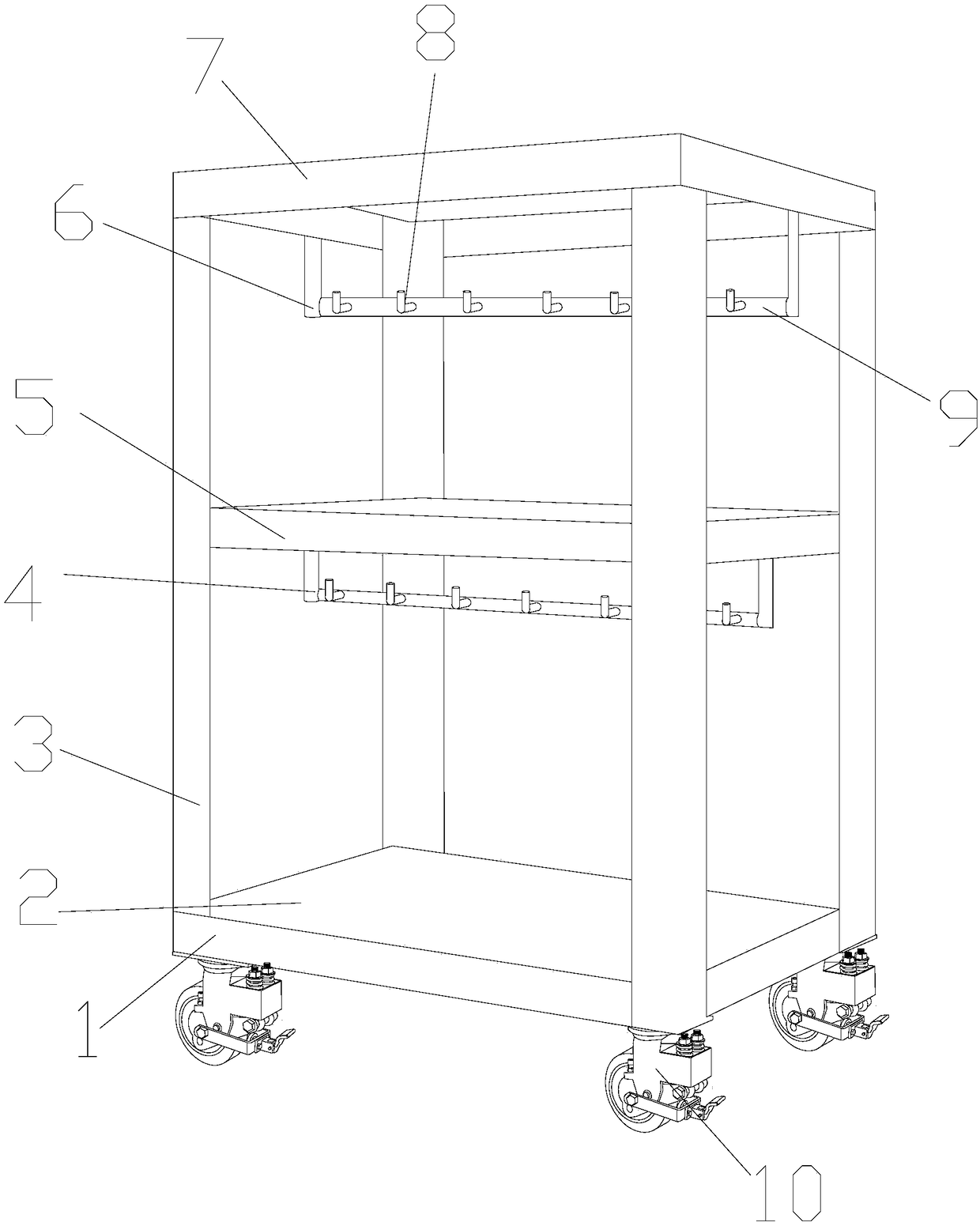 Apparatus and instrument hanging frame car