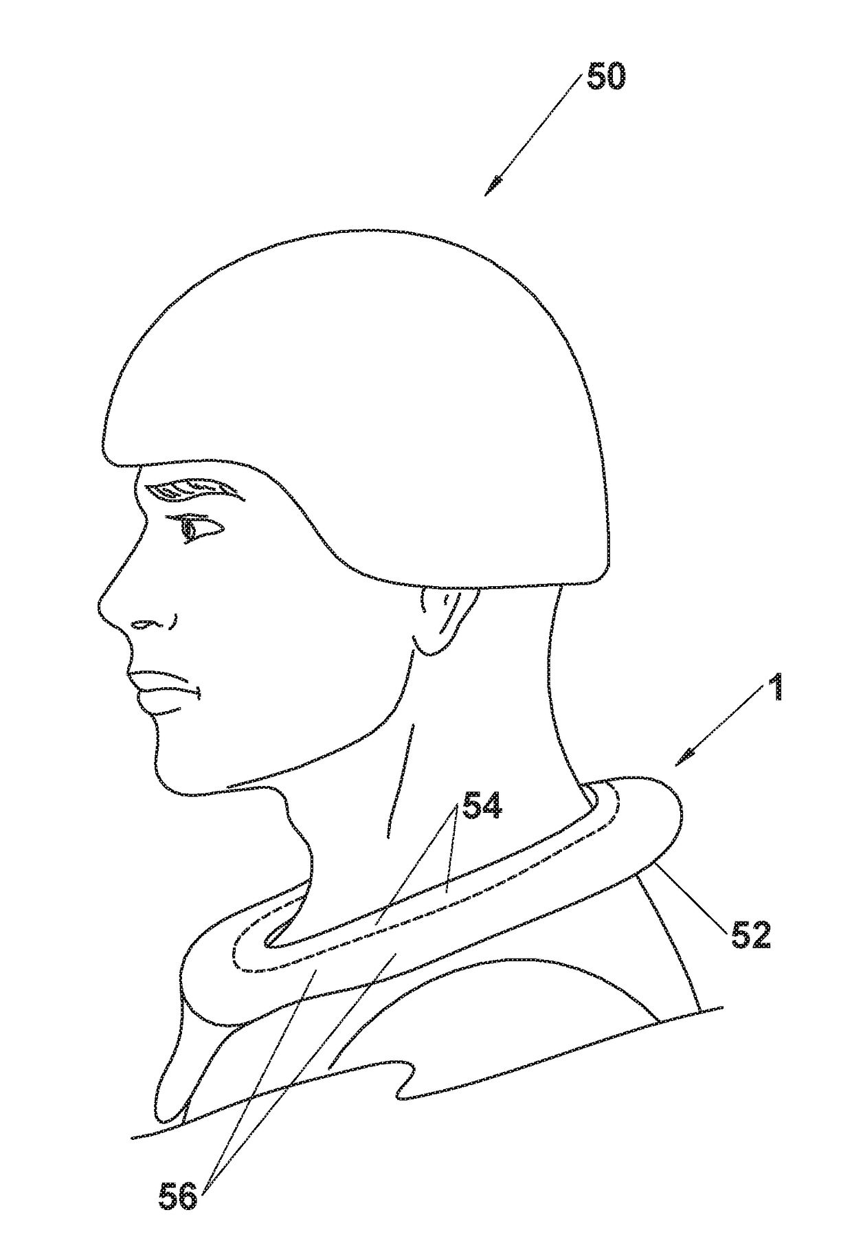 Inflatable blast-induced brain injury prevention device