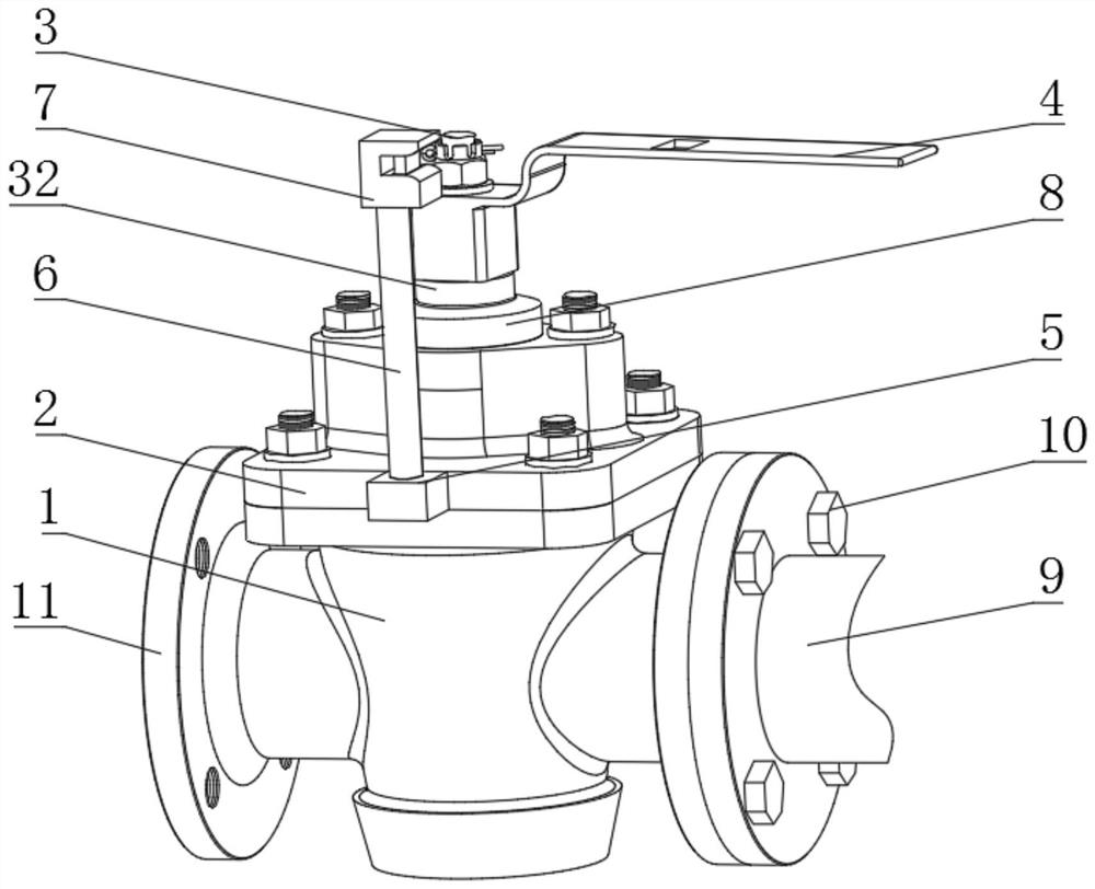 Multifunctional soft sealing plug valve for flow division based on chemical oilfield exploitation