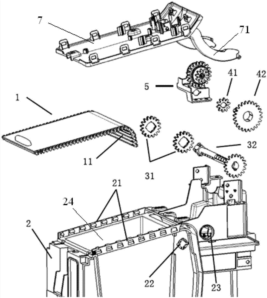 A sliding curtain gear linkage mechanism