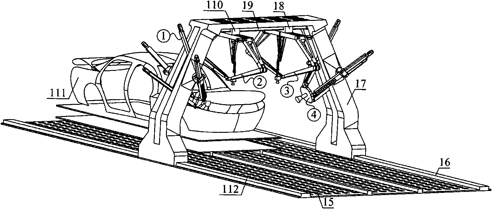 Hybrid connected combined vehicle spraying robot based on 3-DOF (Degrees Of Freedom) and 4-DOF parallel mechanism