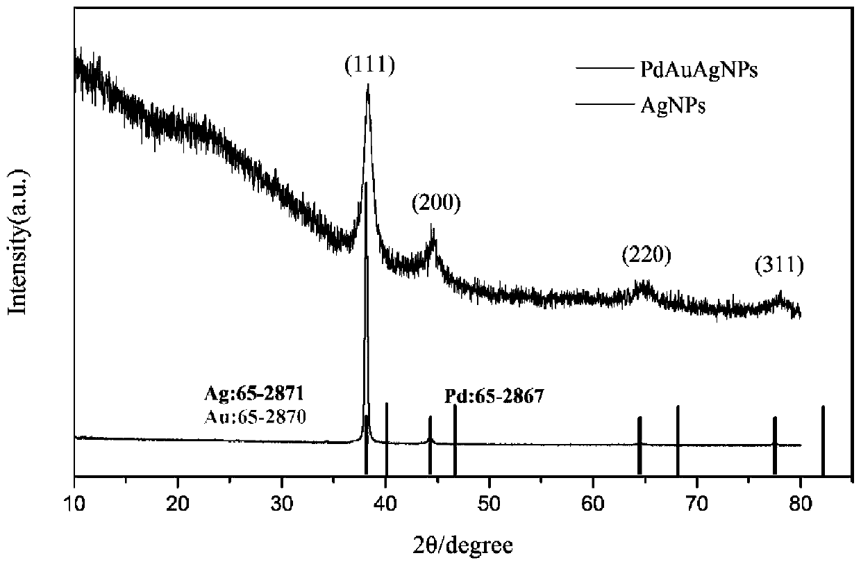 Preparation method of PdAuAg hollow nanosheet electrocatalyst