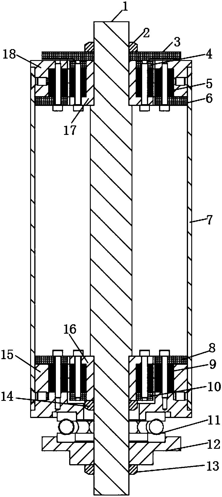Four-degree-of-freedom magnetic suspension rotating cylinder