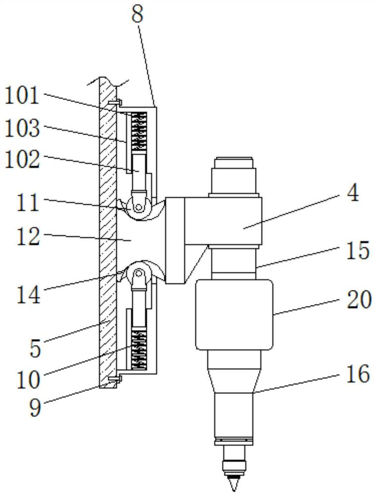 A laser cutting machine that automatically stops the cutting head in the event of a collision