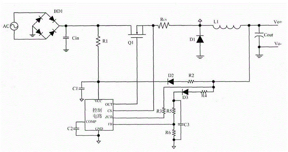 Constant voltage output switching power supply device with high power factor and control method thereof