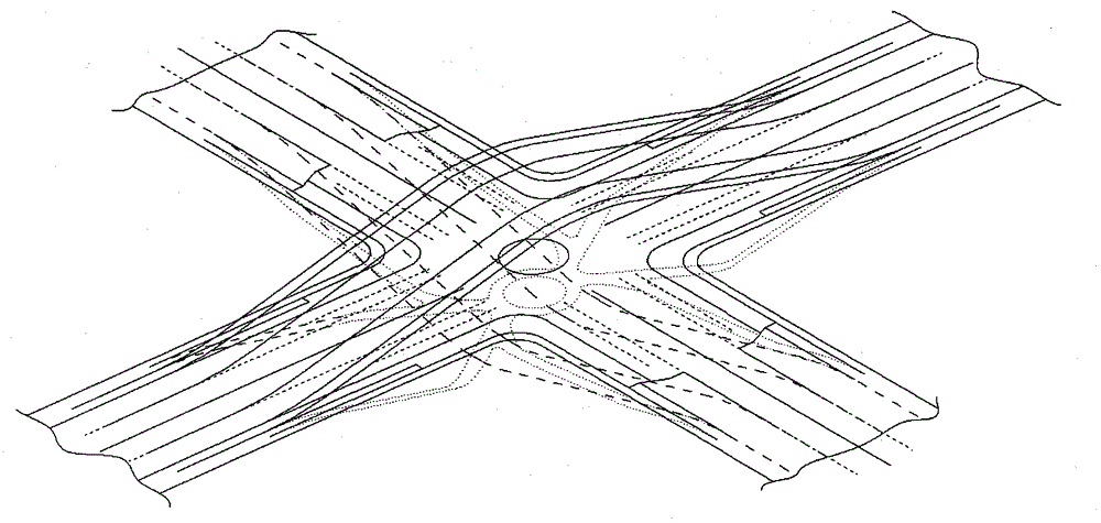 Novel retention-free type three-dimensional crossroad without signal lamp