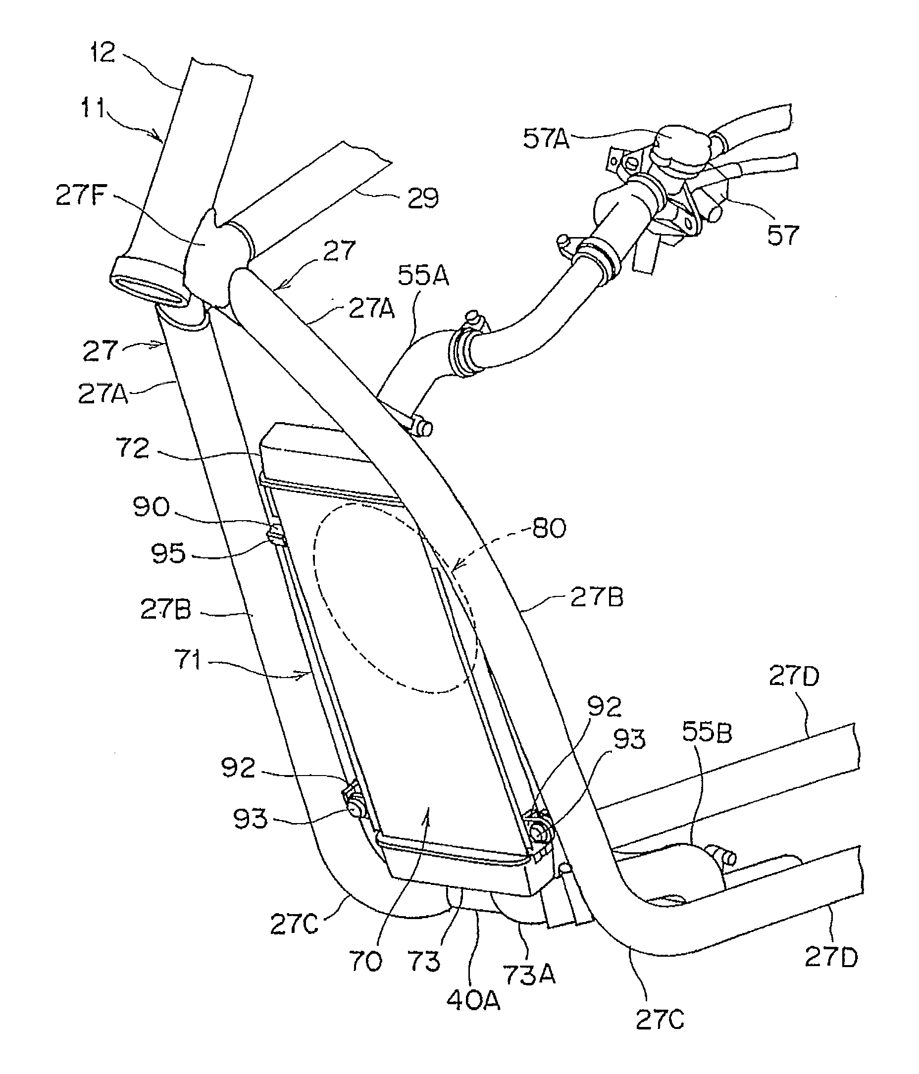 Radiator attachment structure for saddle-ride type vehicle