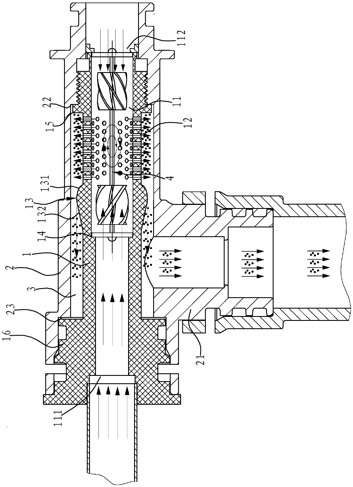 Built-in type bubbly water generating device and gas water heater with same