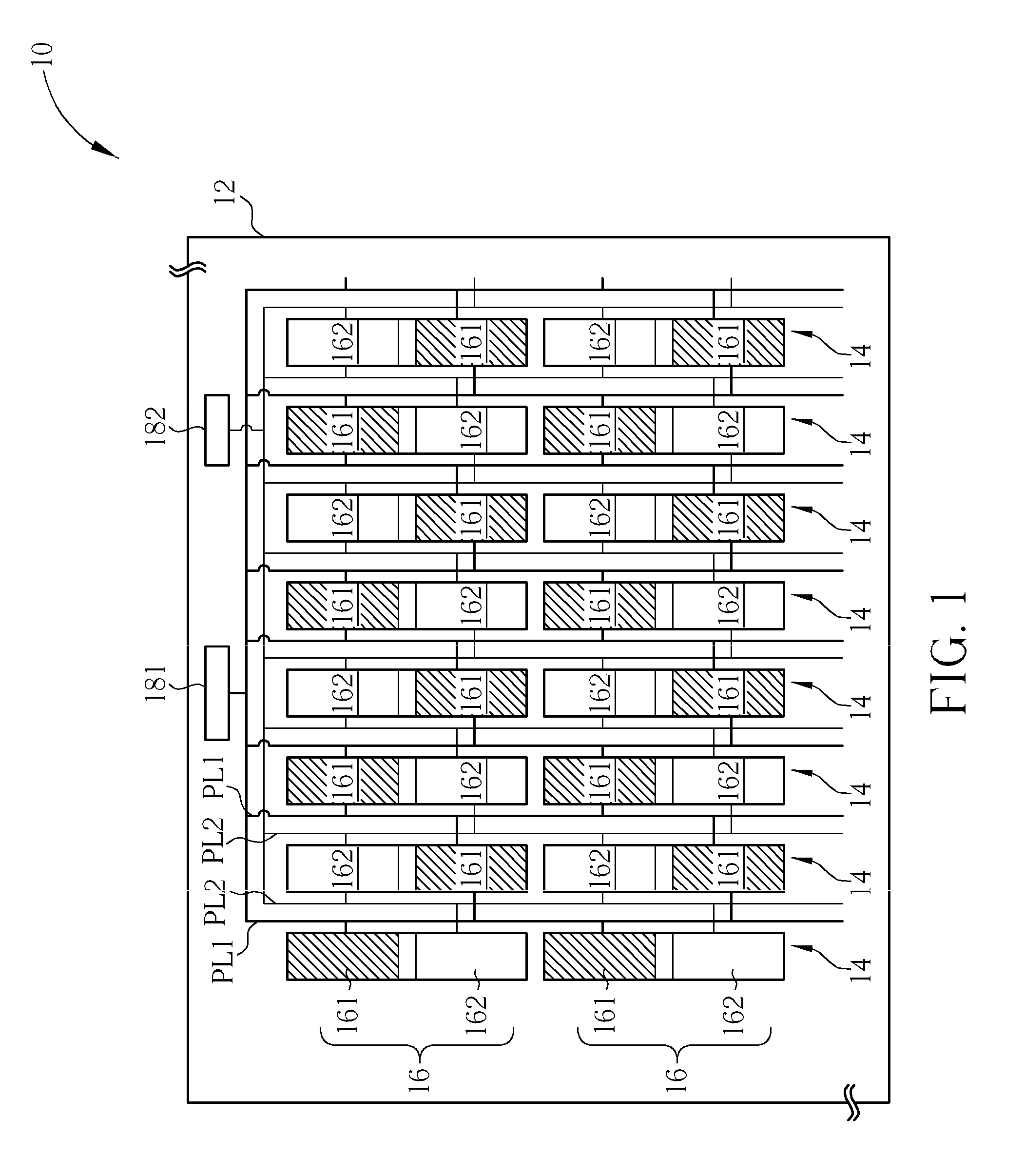 Pixel structure of electroluminescent display panel having power lines with low voltage drop