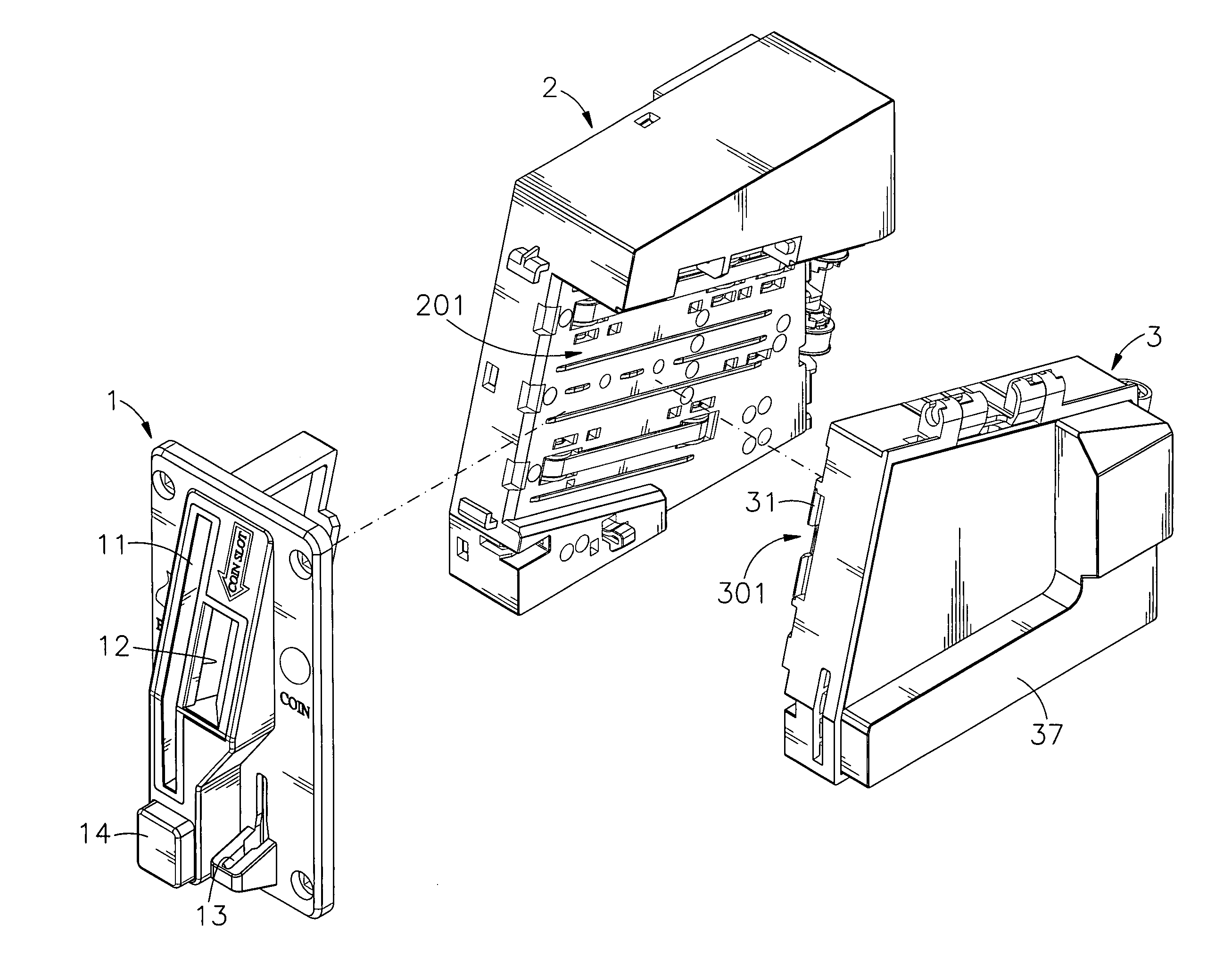 Bill and coin acceptor