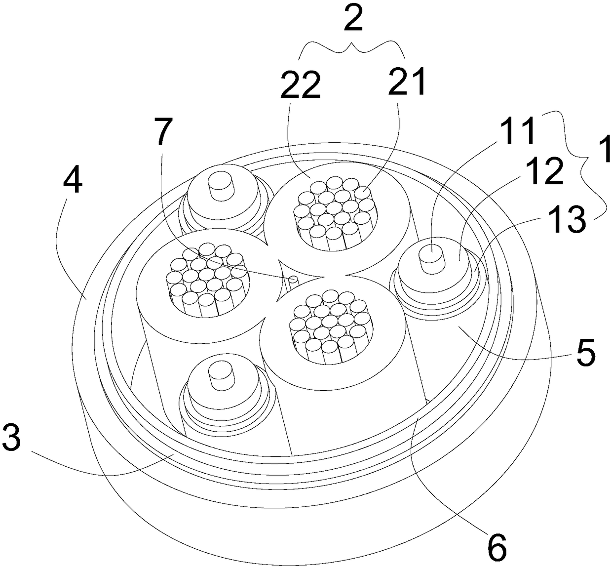 Photoelectric hybrid cable for water Cherenkov detector arrays