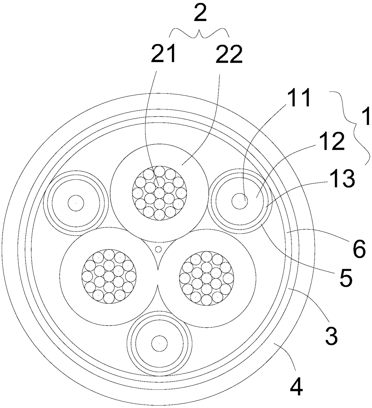 Photoelectric hybrid cable for water Cherenkov detector arrays