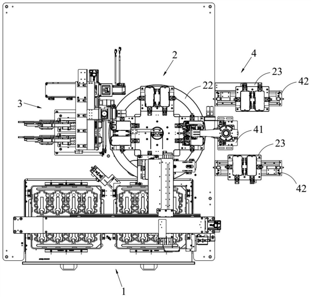 Feeding and discharging integration type film adhesion device