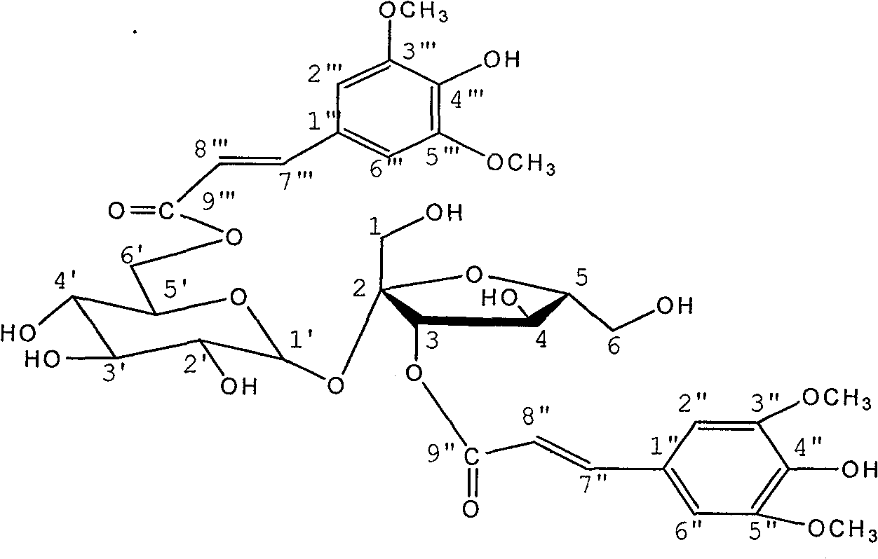 Application of 3,6'-disinapoyl sucrose (DISS) in preparing product for treating tristimania