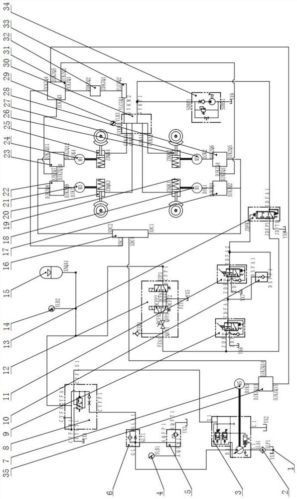 Negative motor hydraulic combined brake control system of bidirectional driving electric forklift