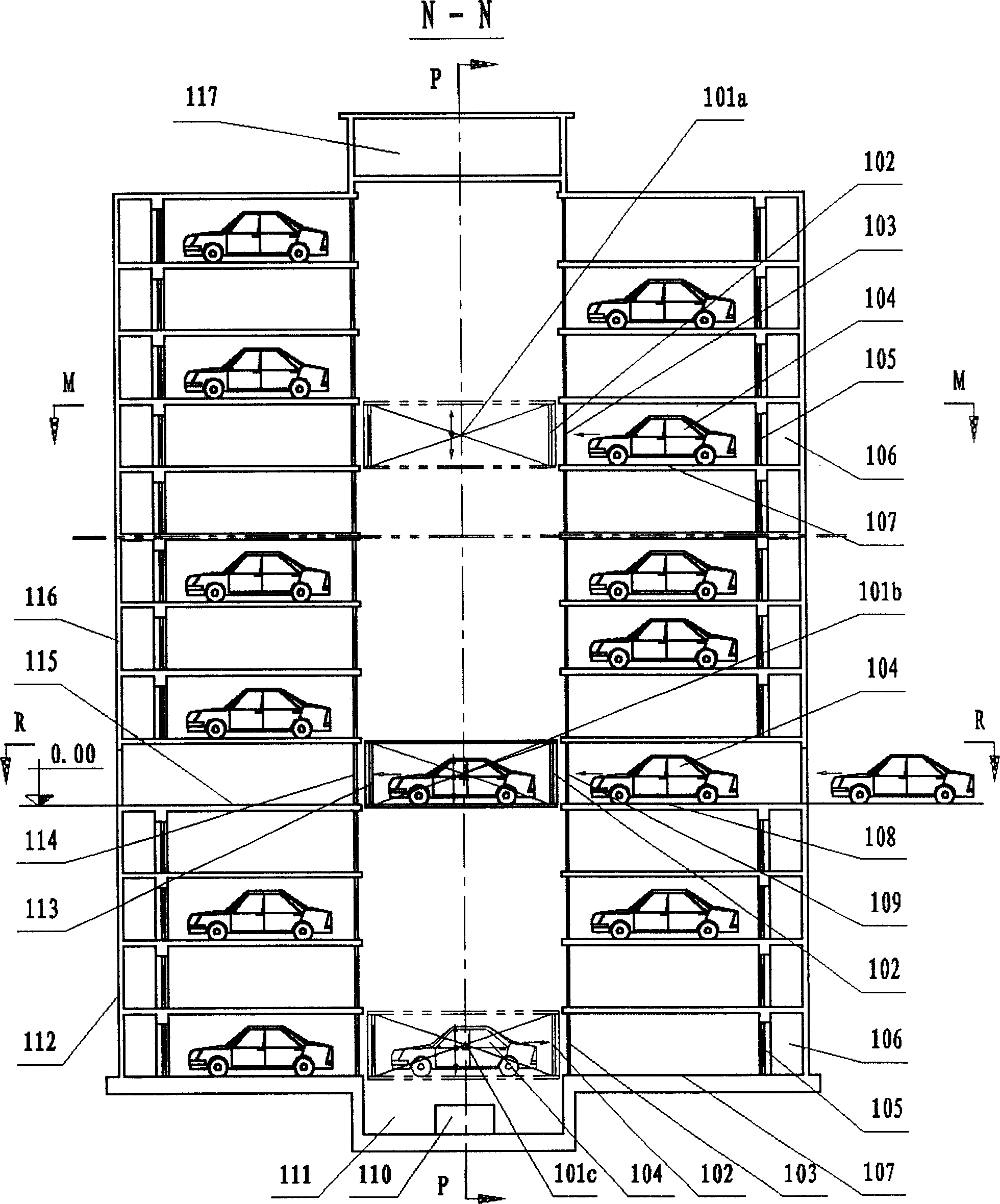 Vertically lifting type multilayered garage