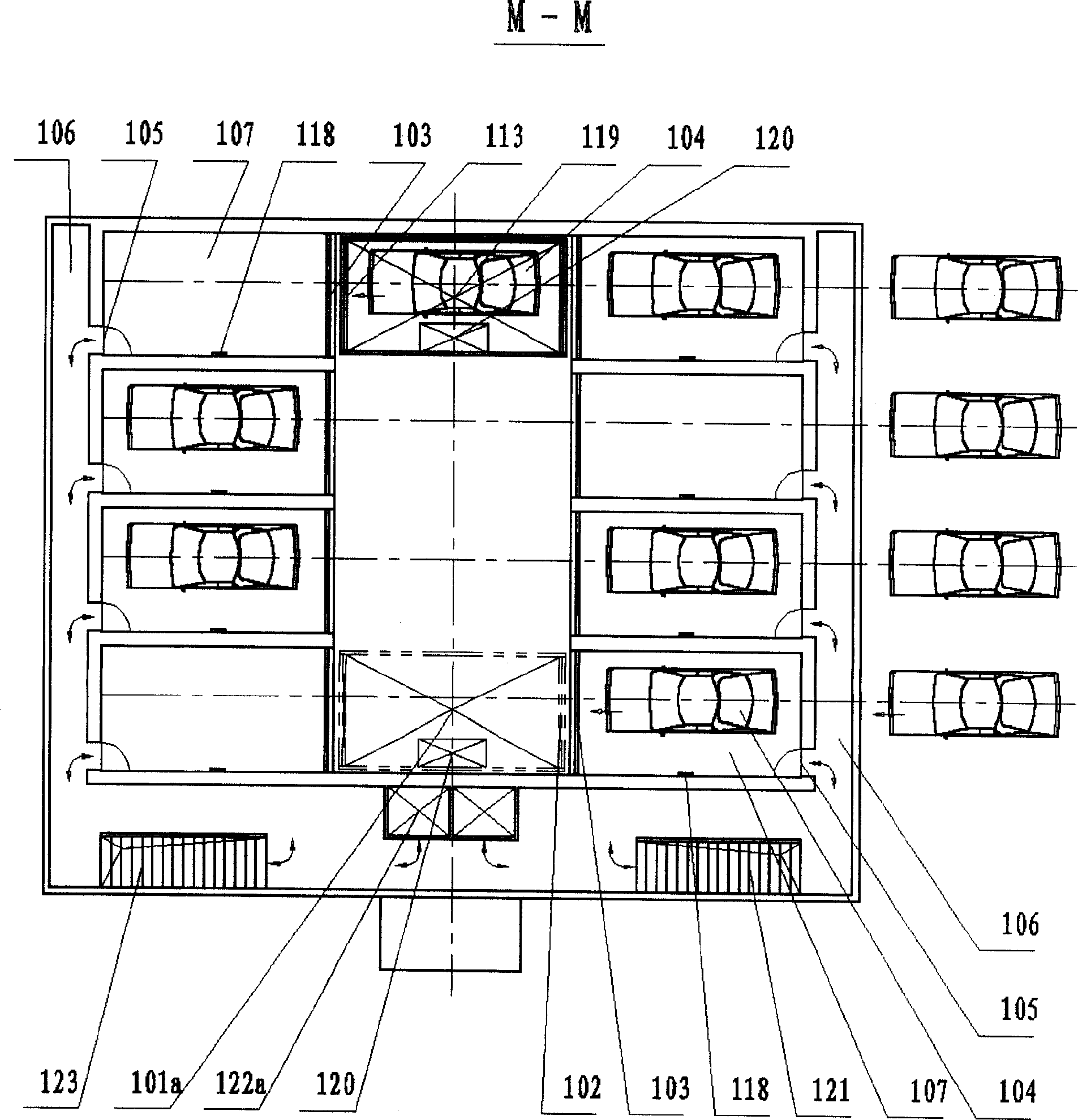 Vertically lifting type multilayered garage