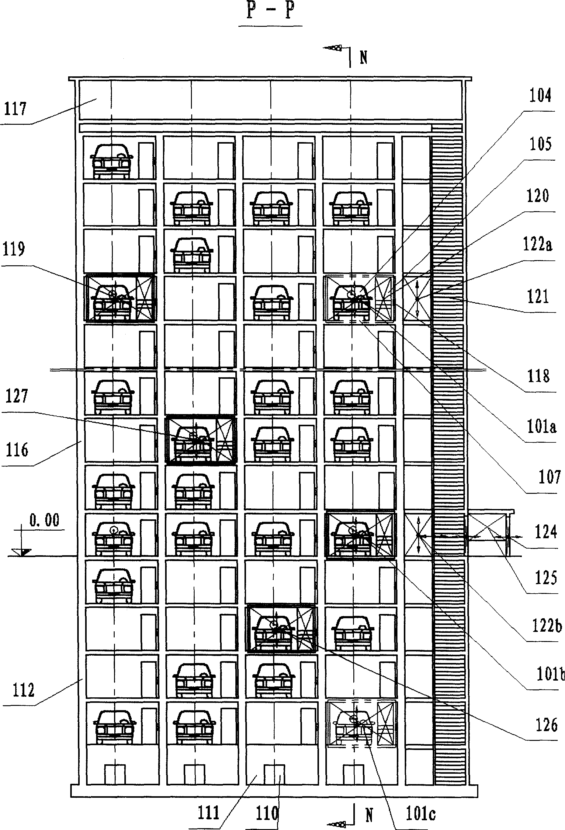 Vertically lifting type multilayered garage