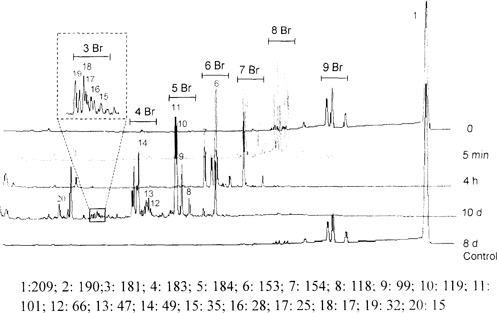 Fast polybrominated biphenyl ether degrading method with nanometer iron powder