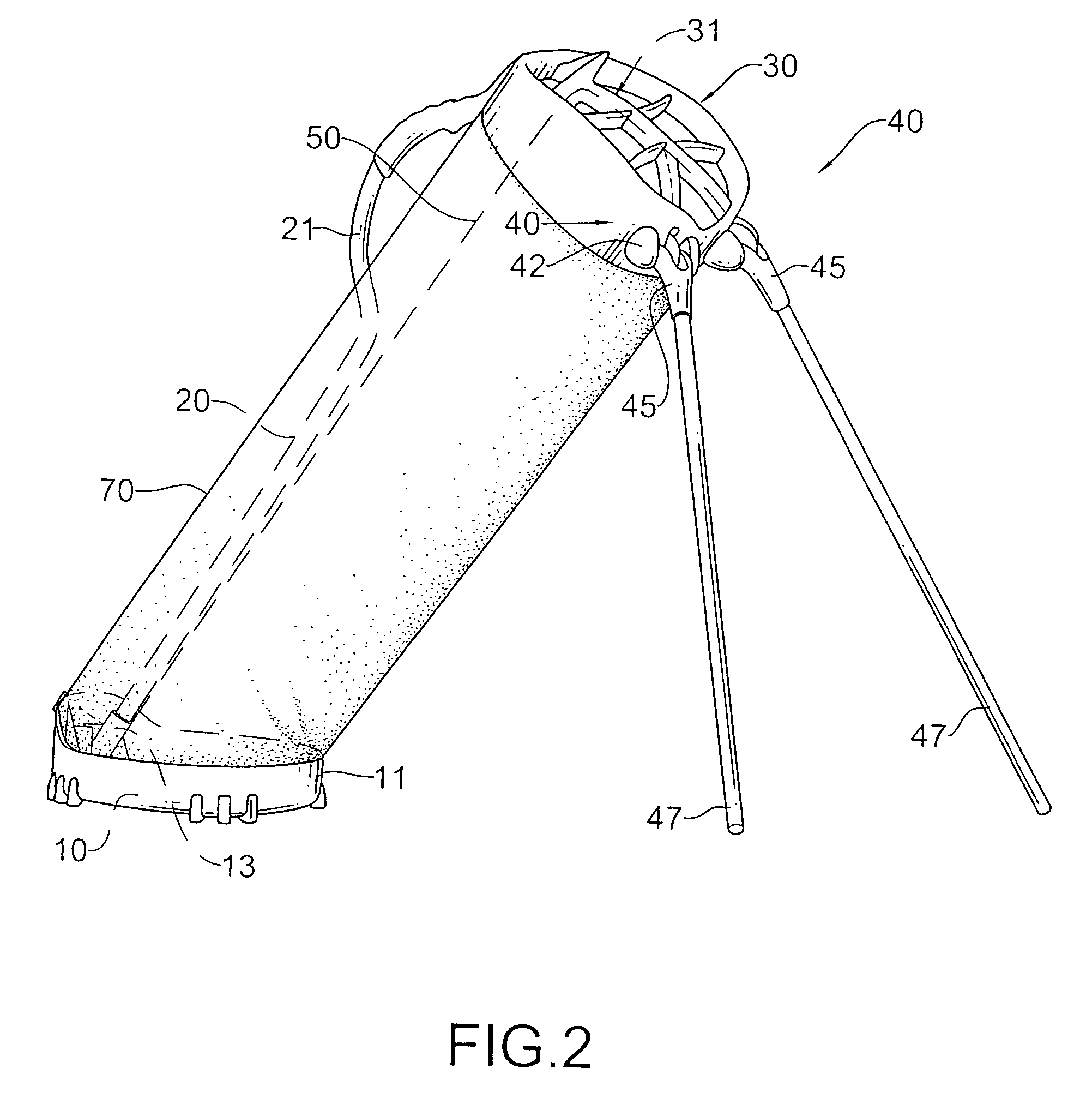 Golf bag structure with two leg assemblies