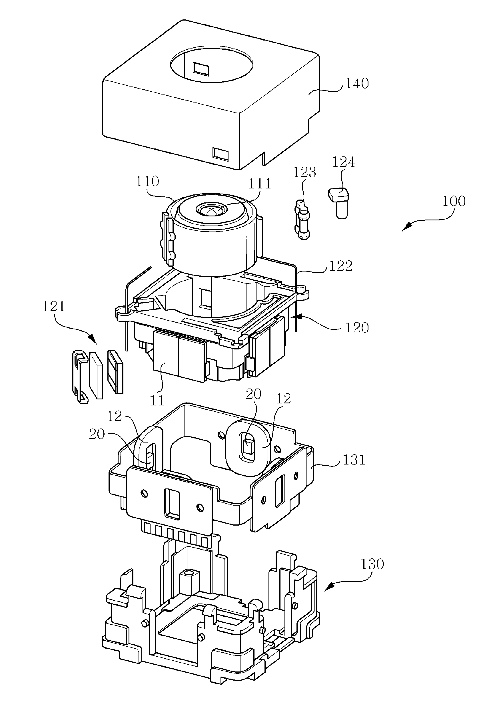 Optical image stabilizer detecting x direction displacement and y direction displacement of lens group