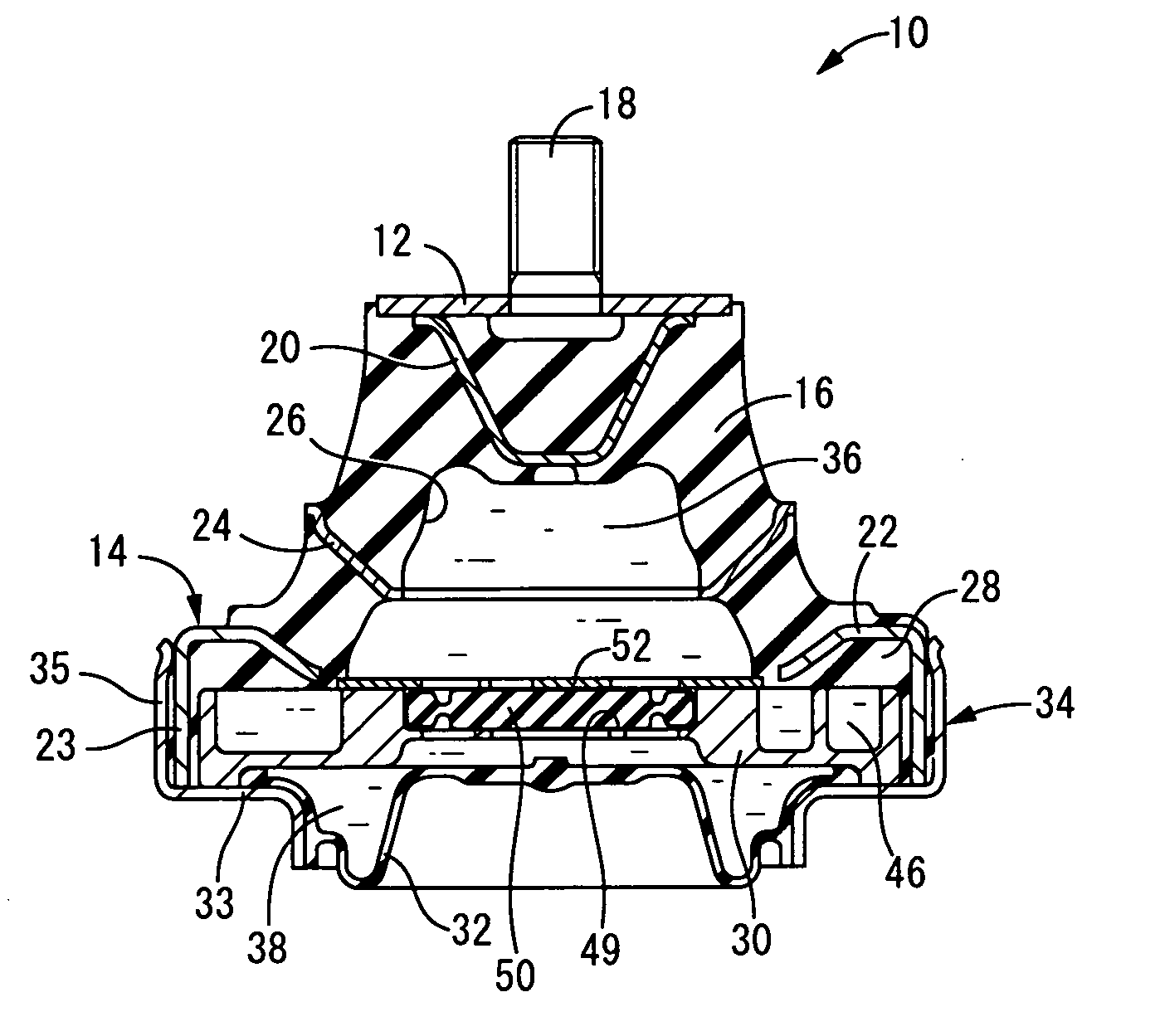 Fluid filled vibration damping device