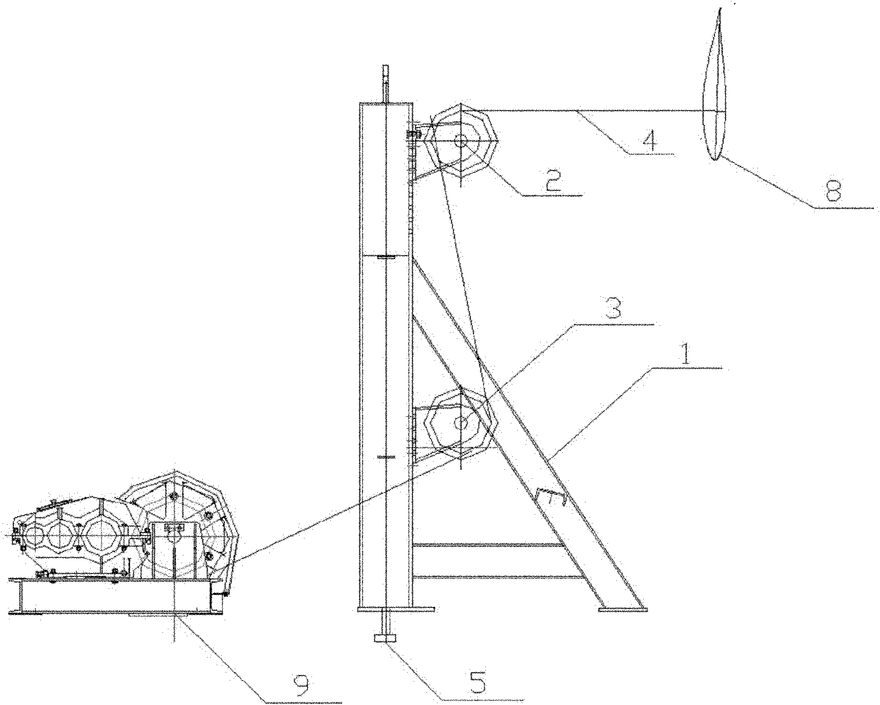 Multi-point loading and side-pulling testing apparatus for static tests on blades of large wind turbines