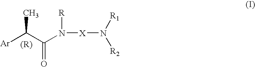 Omega aminoalkylamides of R-2 aryl propionic acids as inhibitors of the chemotaxis of polymorphonucleate and mononucleate cells