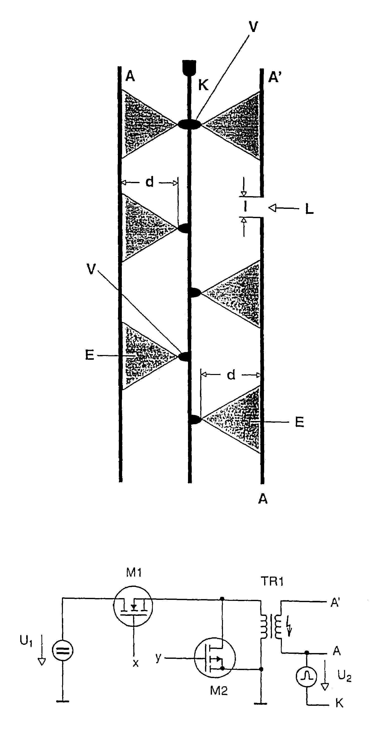 Dielectric barrier discharge lamp and method and circuit for igniting and operating said lamp