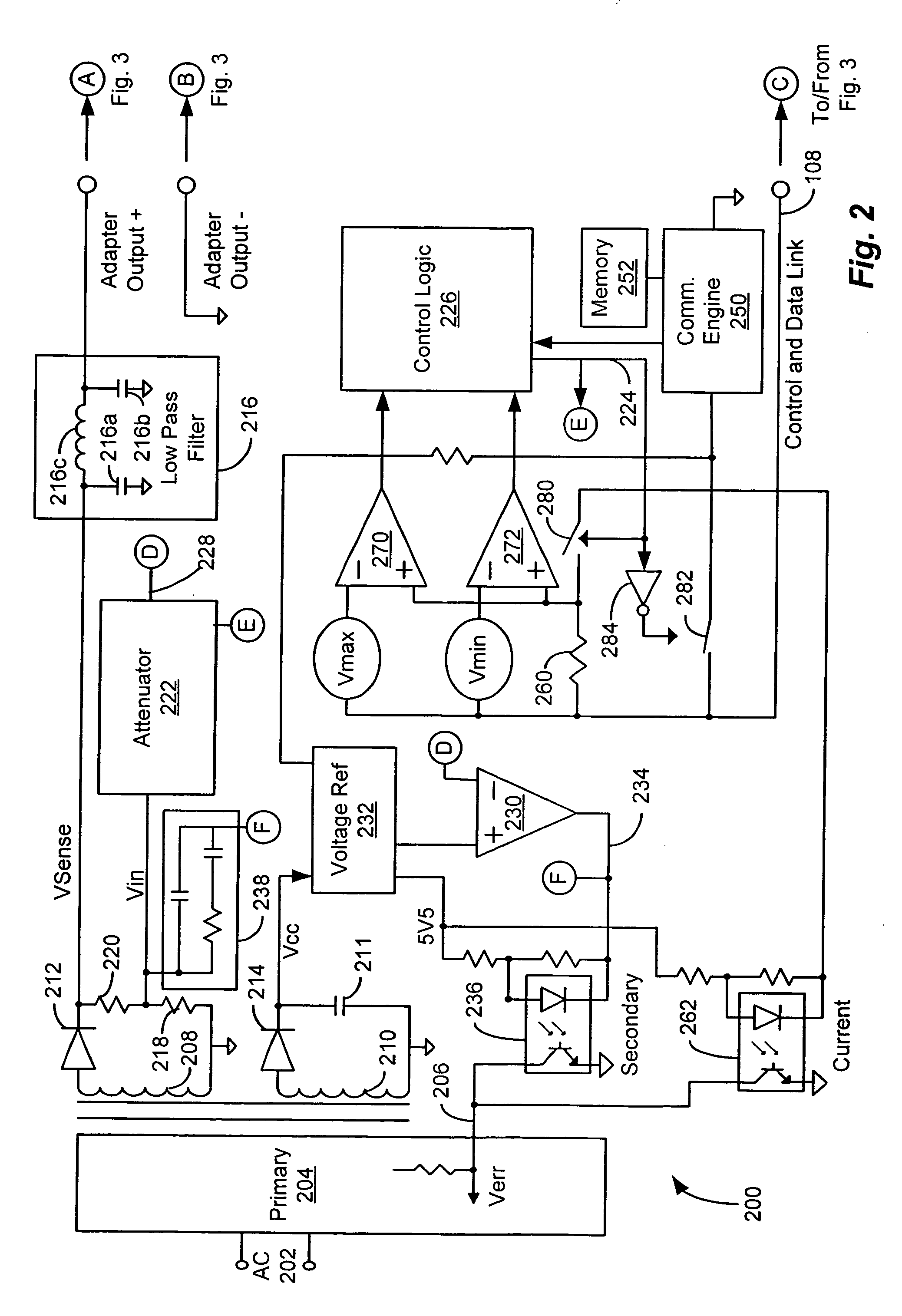 Single wire interface providing analog and digital communication between an AC power adapter and an electronic device