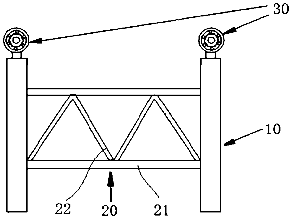 Wall-type component lateral support device and low cycle repeated loading test device